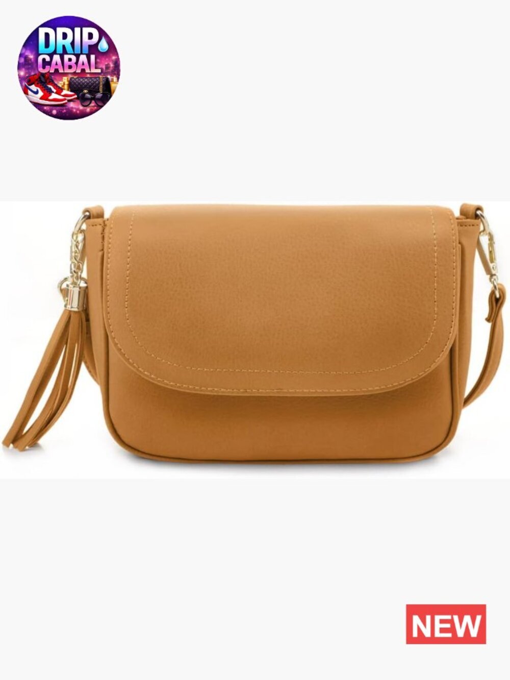 Small Crossbody Bag with Tassel Flap Saddle Purse Faux Leather